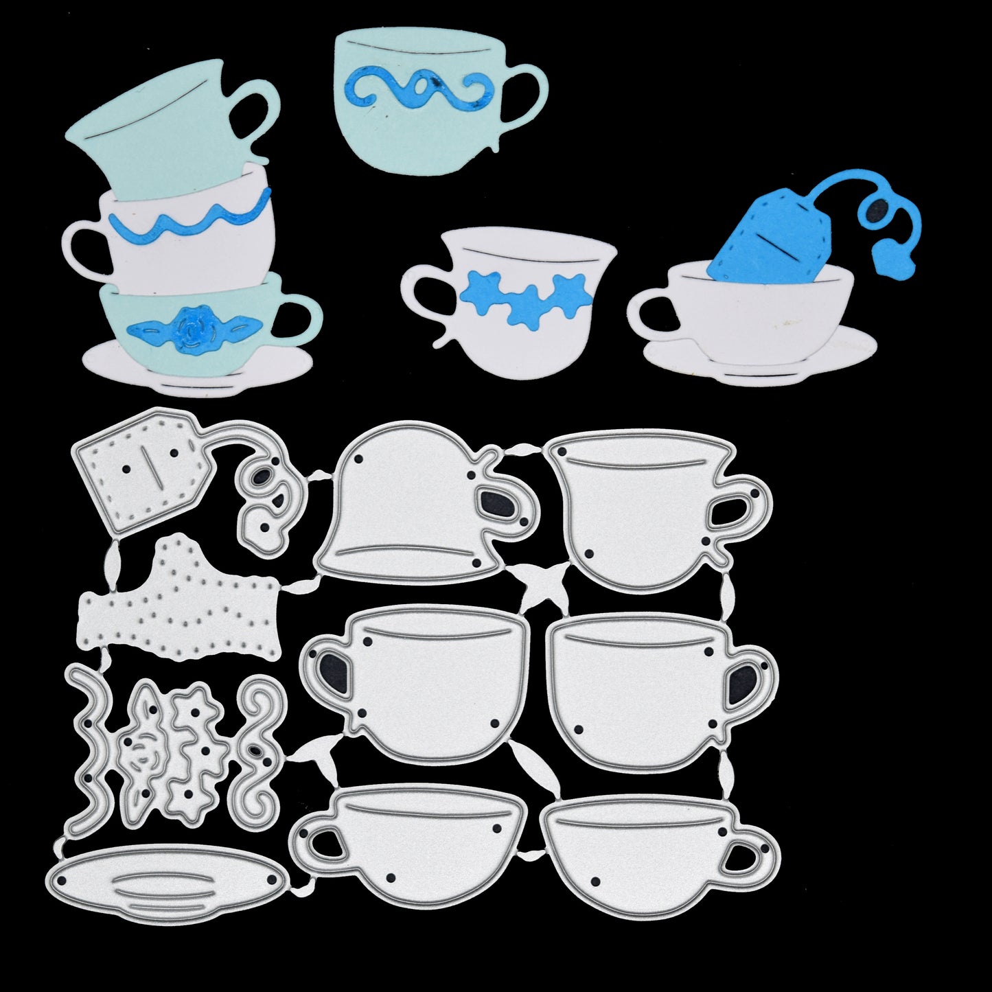Tea Cups & Accessories Metal Cutting Dies – 10 Piece Tea Party Card Making Set
