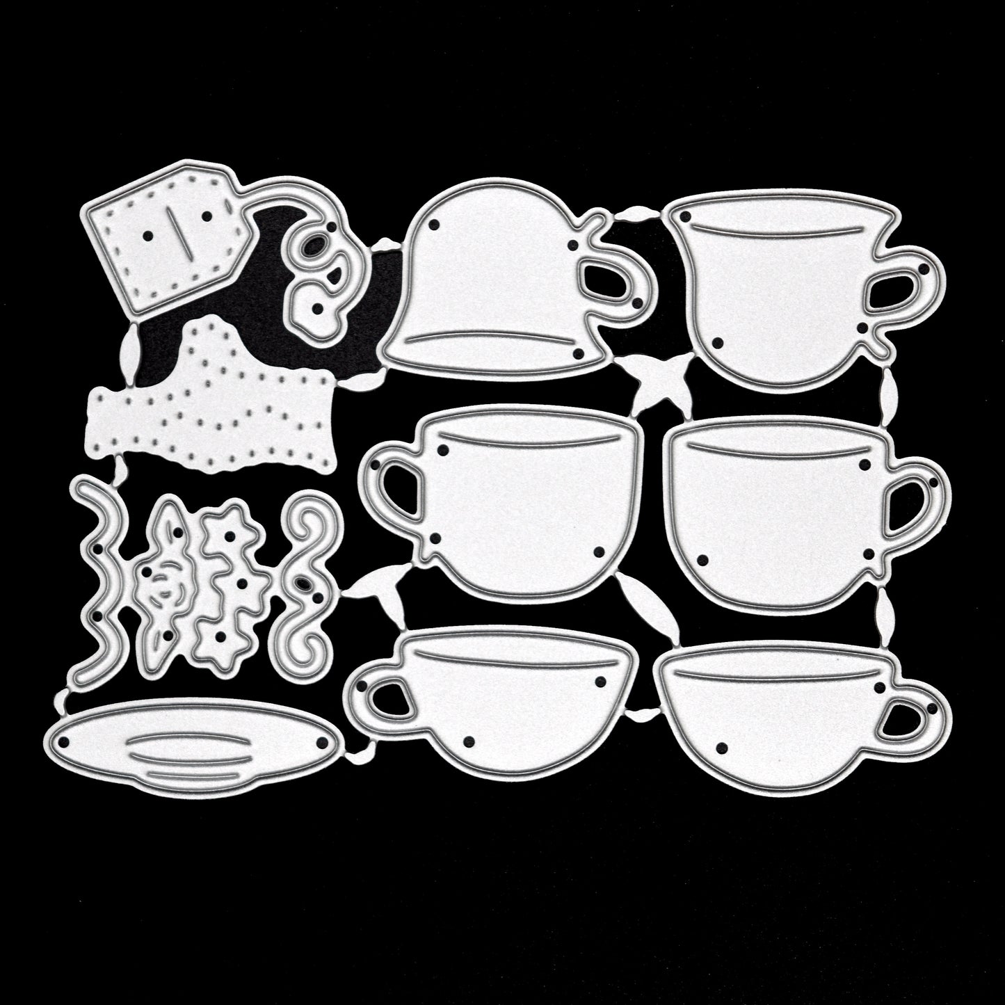 Tea Cups & Accessories Metal Cutting Dies – 10 Piece Tea Party Card Making Set