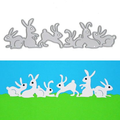 Easter Bunnies Border Metal Cutting Die – Rabbit Silhouette Scene