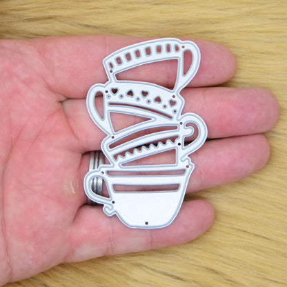 Stacked Teacups Metal Cutting Die – Afternoon Tea Silhouette