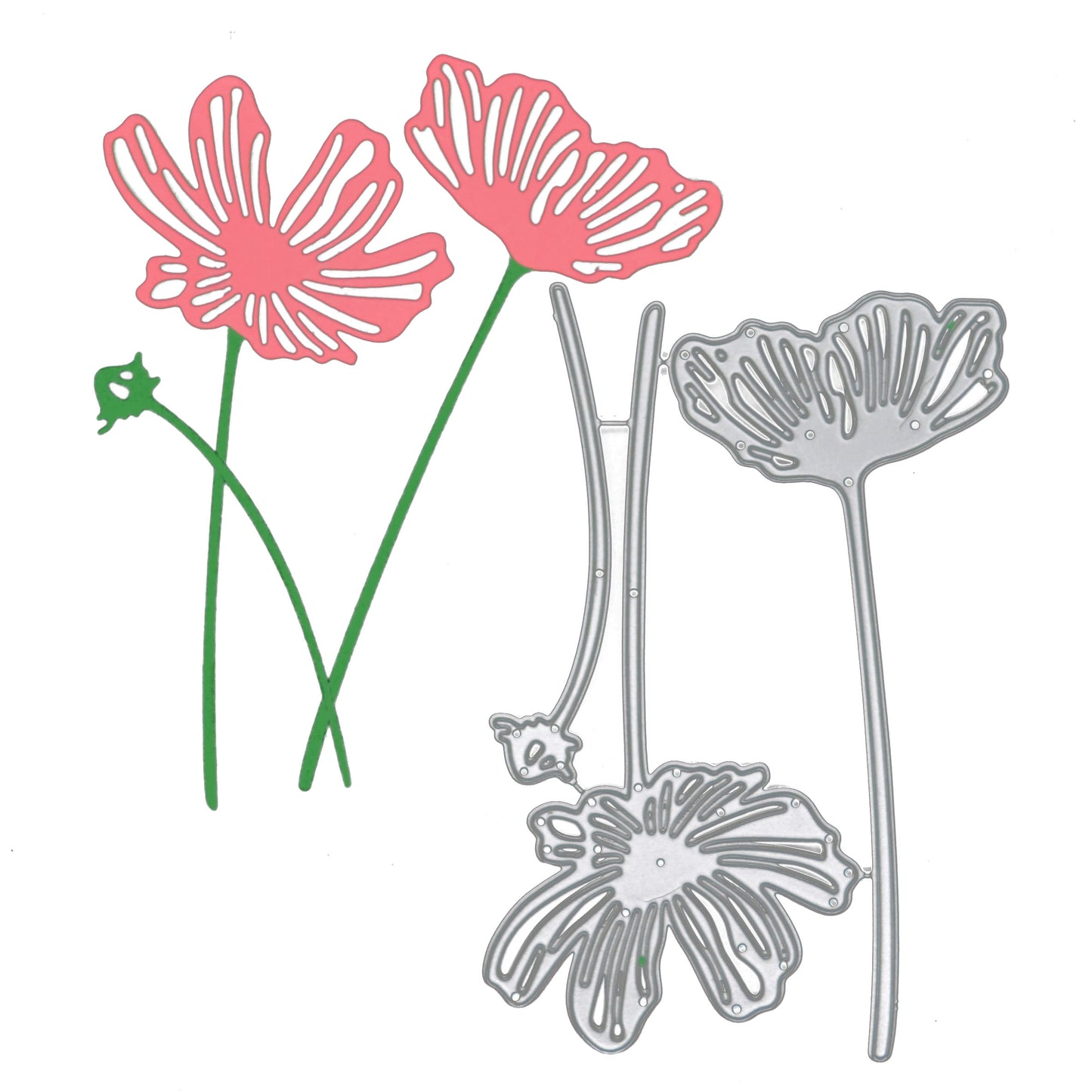 3 Decorative Flower Metal Cutting Dies – Tall Botanical Stem Set
