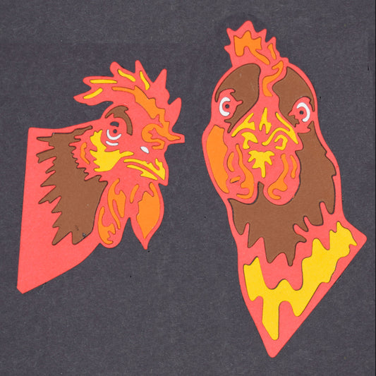 Set of 2 Large Chicken Head Metal Cutting Dies – Farmyard Poultry Design