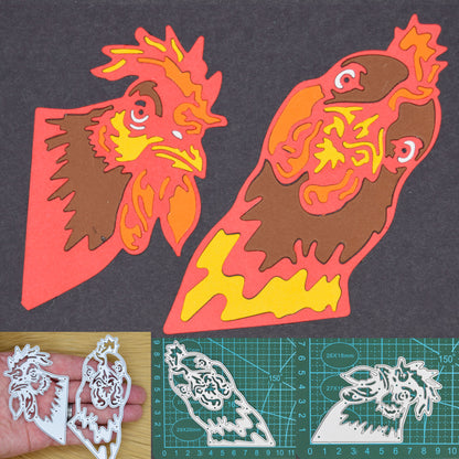 Set of 2 Large Chicken Head Metal Cutting Dies – Farmyard Poultry Design