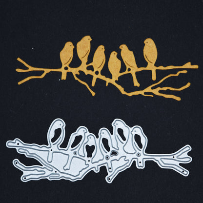 Flock of Birds on Branch Metal Cutting Die – Nature Silhouette Card Making Die