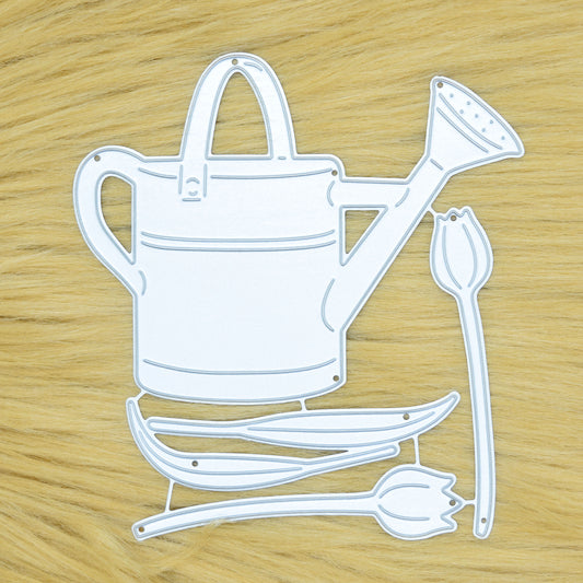 Watering Can & Tulips Metal Cutting Dies – Gardening Floral Set