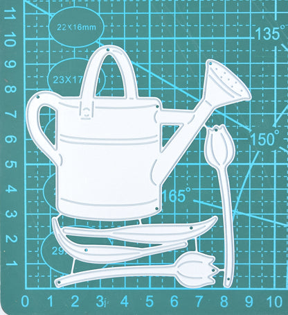 Watering Can & Tulips Metal Cutting Dies – Gardening Floral Set