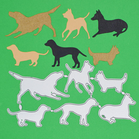 Dog Silhouette Metal Cutting Die Set – 6 Pet Breed Designs