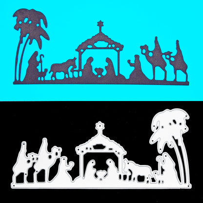 Christmas Nativity Scene Border Metal Cutting Die – Manger Silhouette