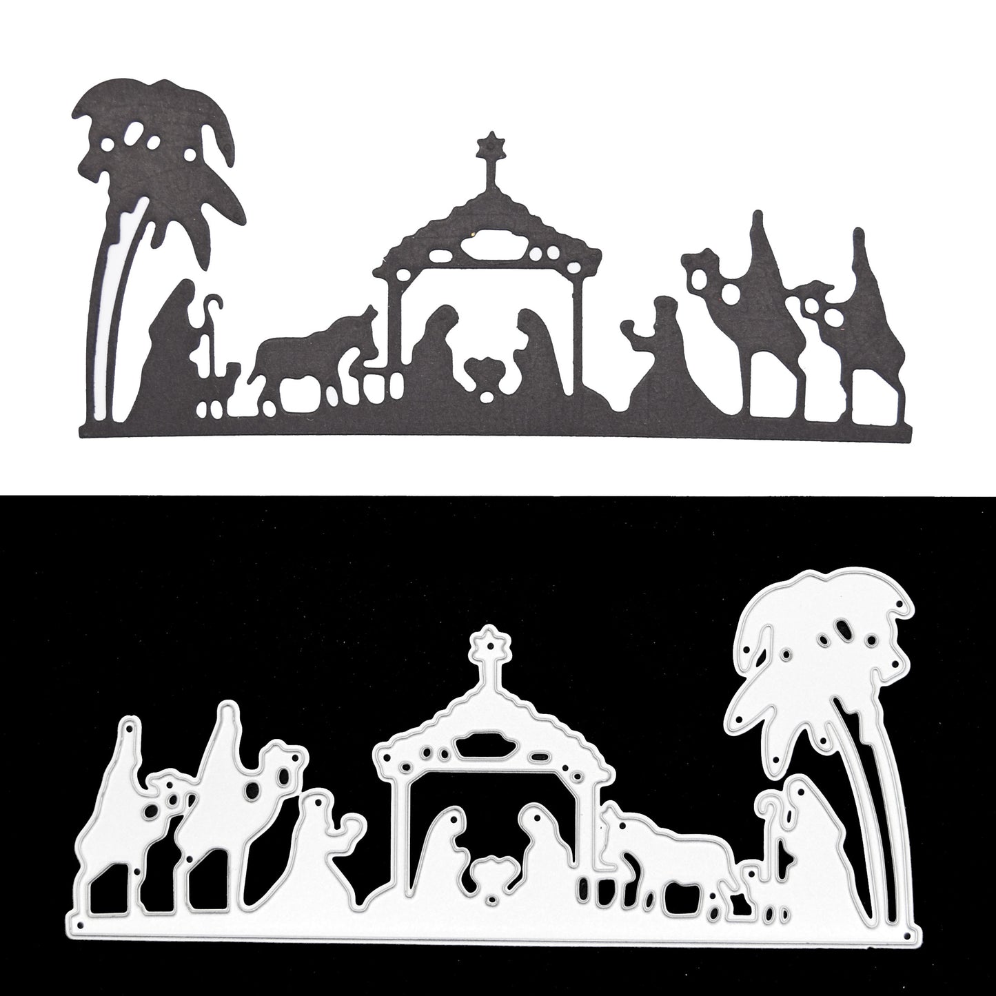 Christmas Nativity Scene Border Metal Cutting Die – Manger Silhouette