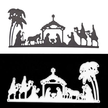 Christmas Nativity Scene Border Metal Cutting Die – Manger Silhouette