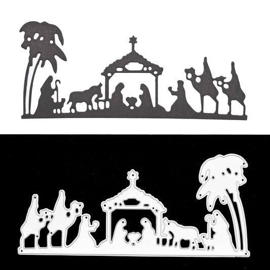 Christmas Nativity Scene Border Metal Cutting Die – Manger Silhouette