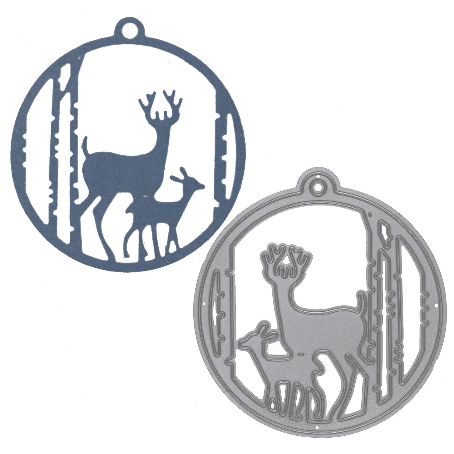 Christmas Stag & Fawn Bauble Metal Cutting Die – Woodland Ornament