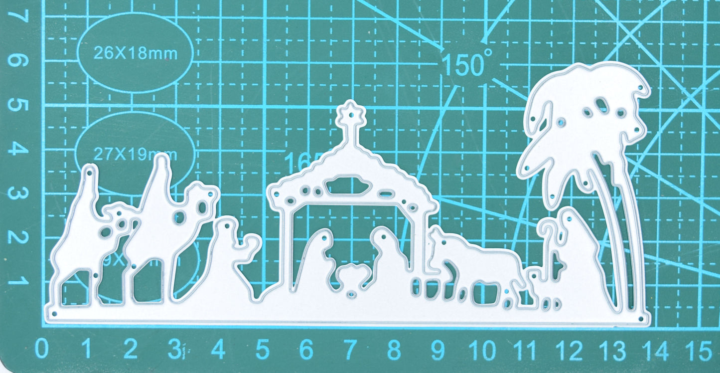 Christmas Nativity Scene Border Metal Cutting Die – Manger Silhouette