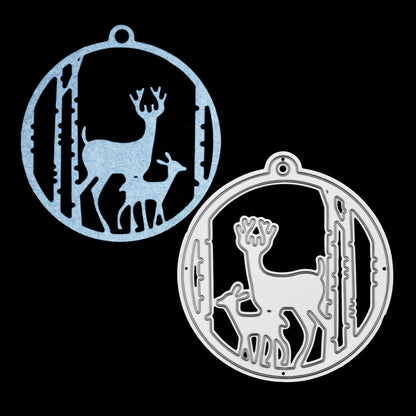 Christmas Stag & Fawn Bauble Metal Cutting Die – Woodland Ornament