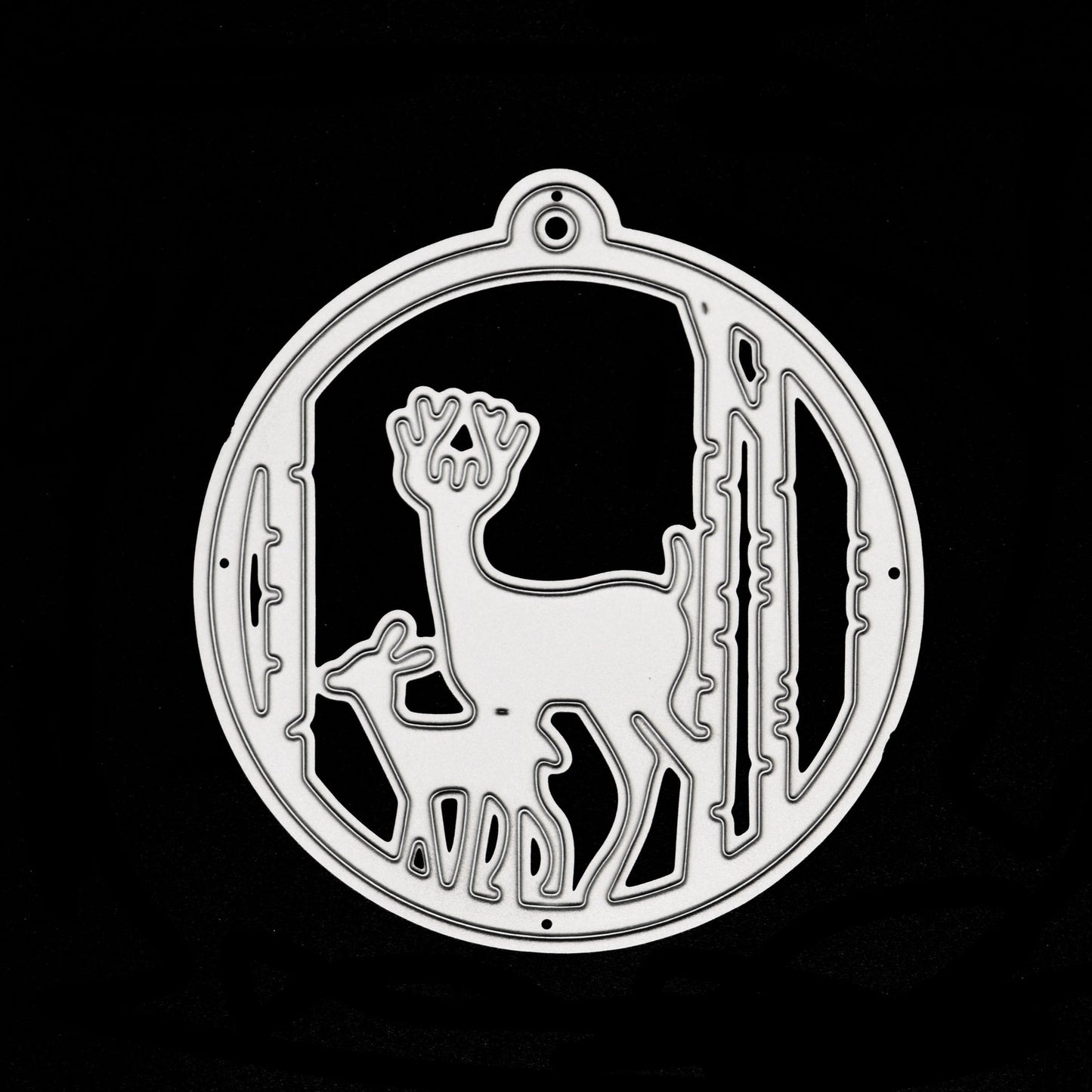 Christmas Stag & Fawn Bauble Metal Cutting Die – Woodland Ornament