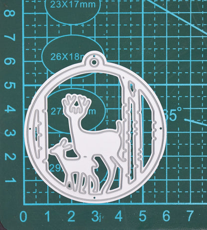 Christmas Stag & Fawn Bauble Metal Cutting Die – Woodland Ornament