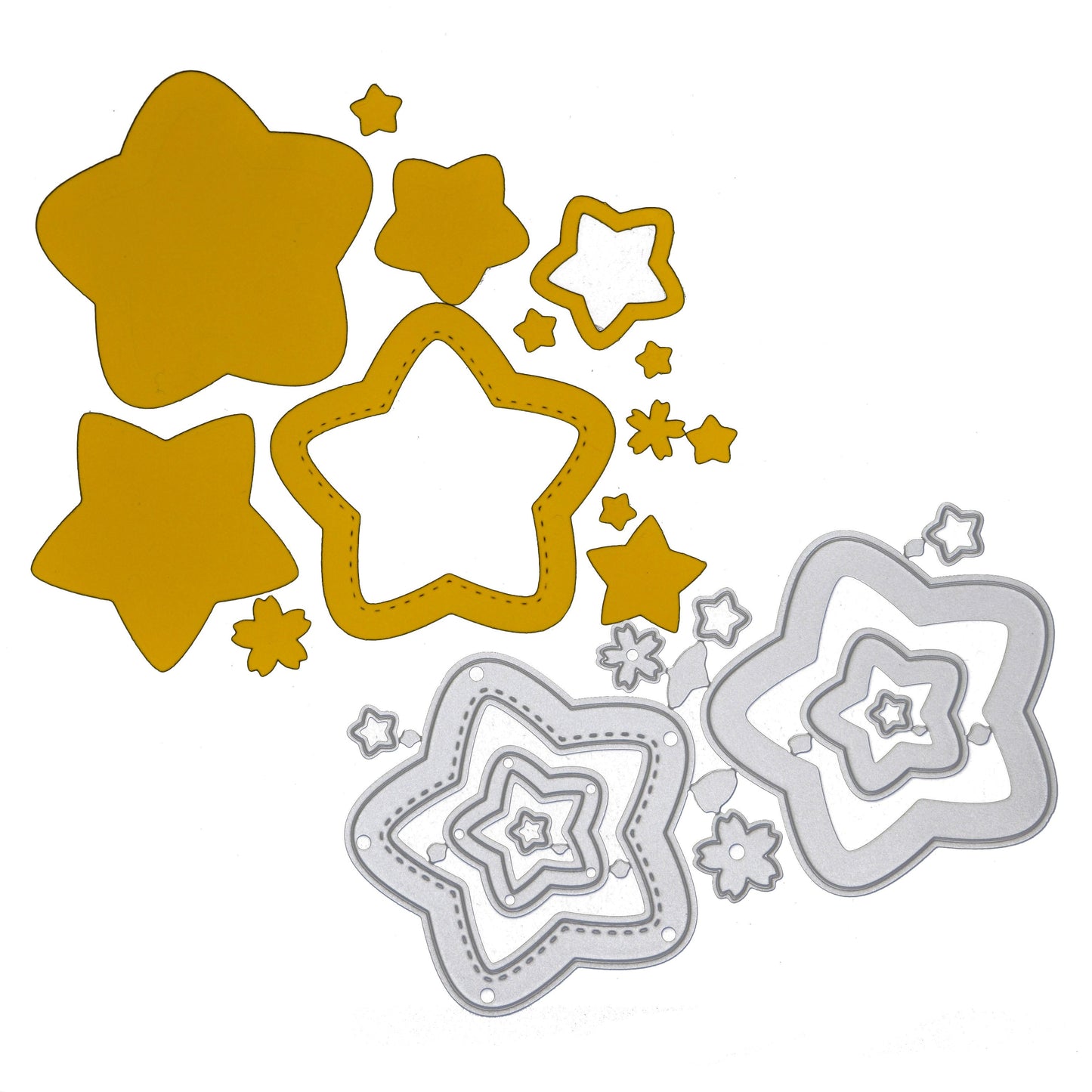 11 Piece Stars Metal Cutting Dies Set – Stitched Nesting Star Dies