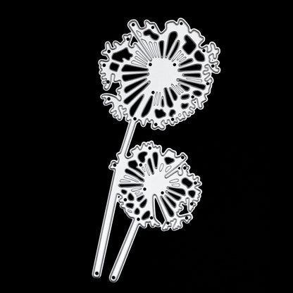 Close up of dandelion floral silhouette metal cutting die showing fine cut details