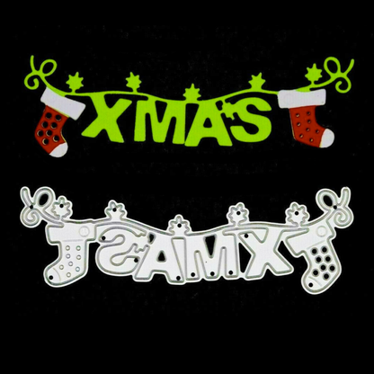 XMAS Christmas Stockings Banner Metal Cutting Die – Festive Sentiment