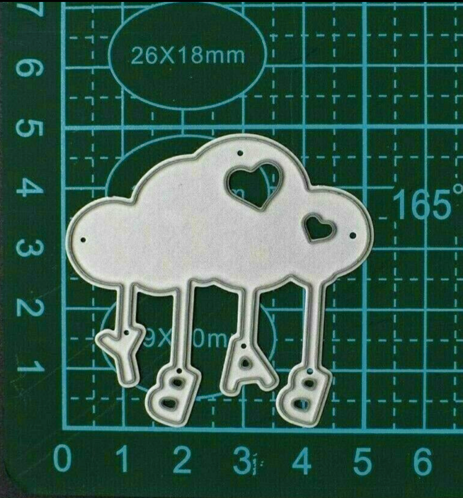 Baby Cloud Metal Cutting Die with Hanging BABY Letters