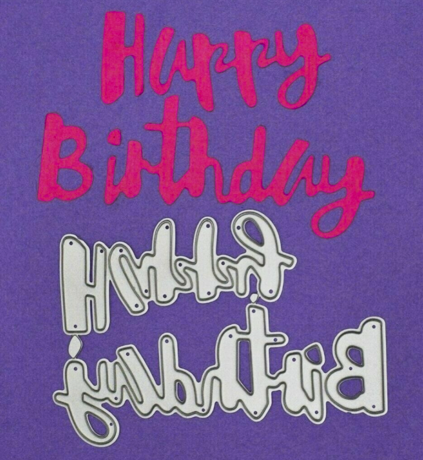 Happy Birthday Script Metal Cutting Dies – 2 Piece Sentiment Set