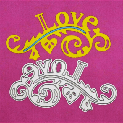 Decorative Love Metal Cutting Die – Ornate Script Sentiment