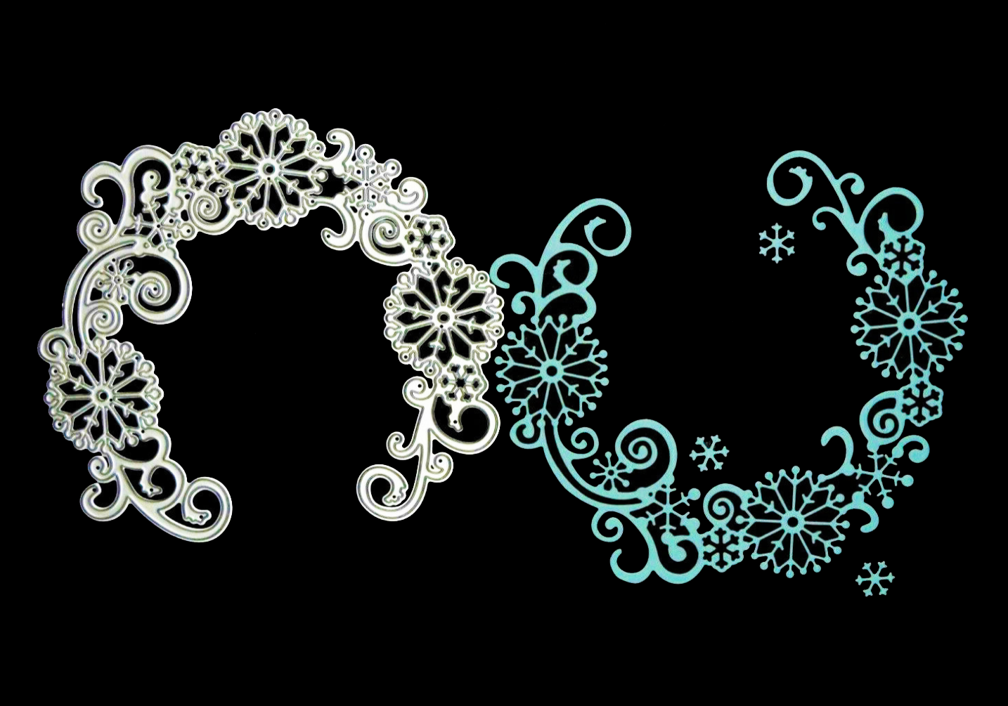 Snowflake Wreath Frame Metal Cutting Die – Winter Swirl Corner Design