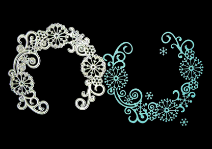 Snowflake Wreath Frame Metal Cutting Die – Winter Swirl Corner Design