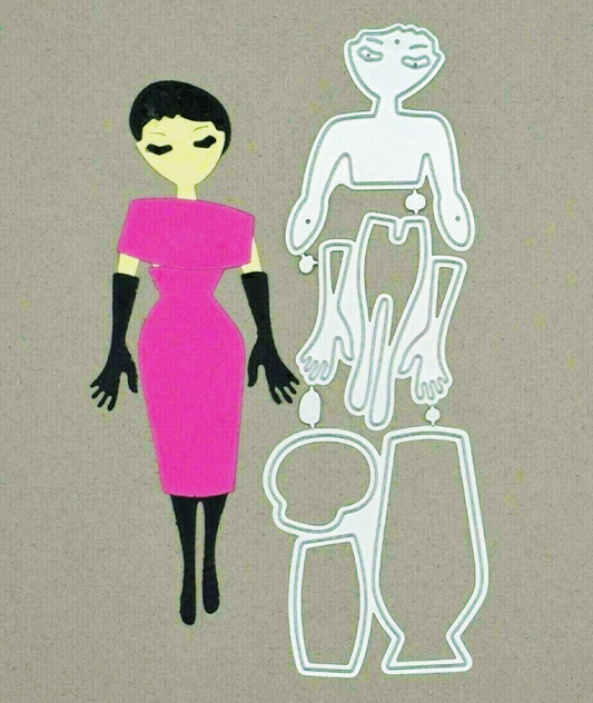1950s Fashion Lady Metal Cutting Die Set – Retro Dress Silhouette