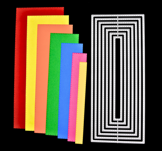 Large Nest of 7 Stitched Rectangle Metal Cutting Dies – Slim Frame Set