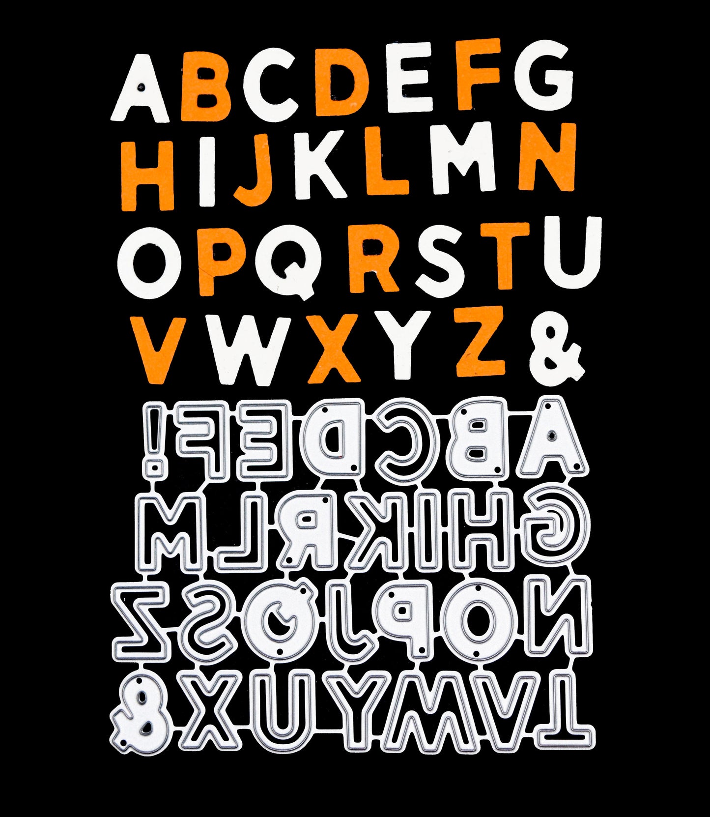 Alphabet metal cutting dies with cardstock letter cut examples for card making