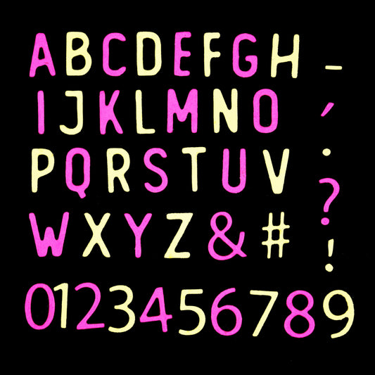 Uppercase alphabet letters numbers and symbols die cut shapes