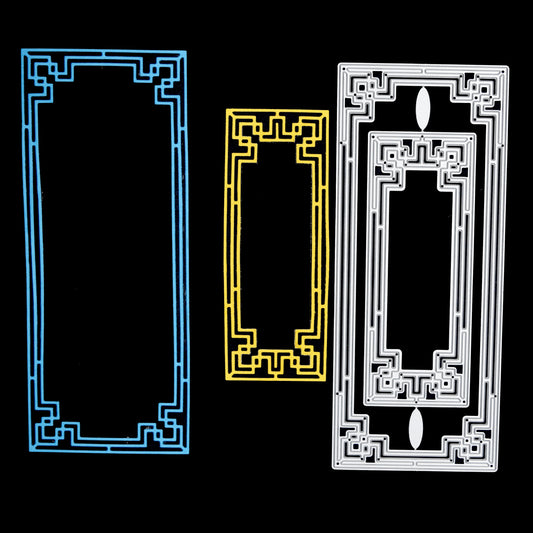 Art Deco rectangle frame dies used to create geometric layered card panels