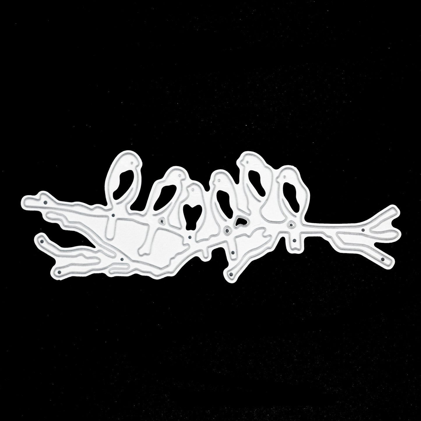 Birds on branch metal cutting die on black background