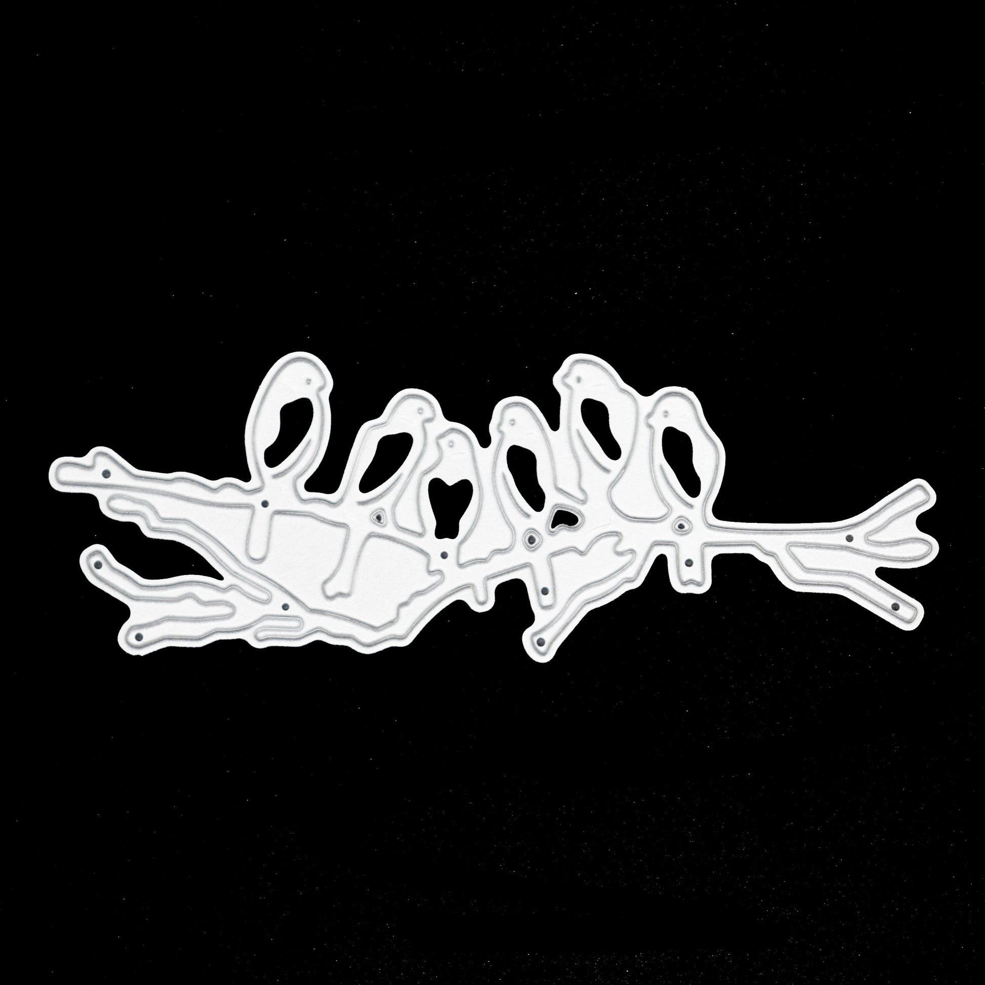 Birds on branch metal cutting die on black background
