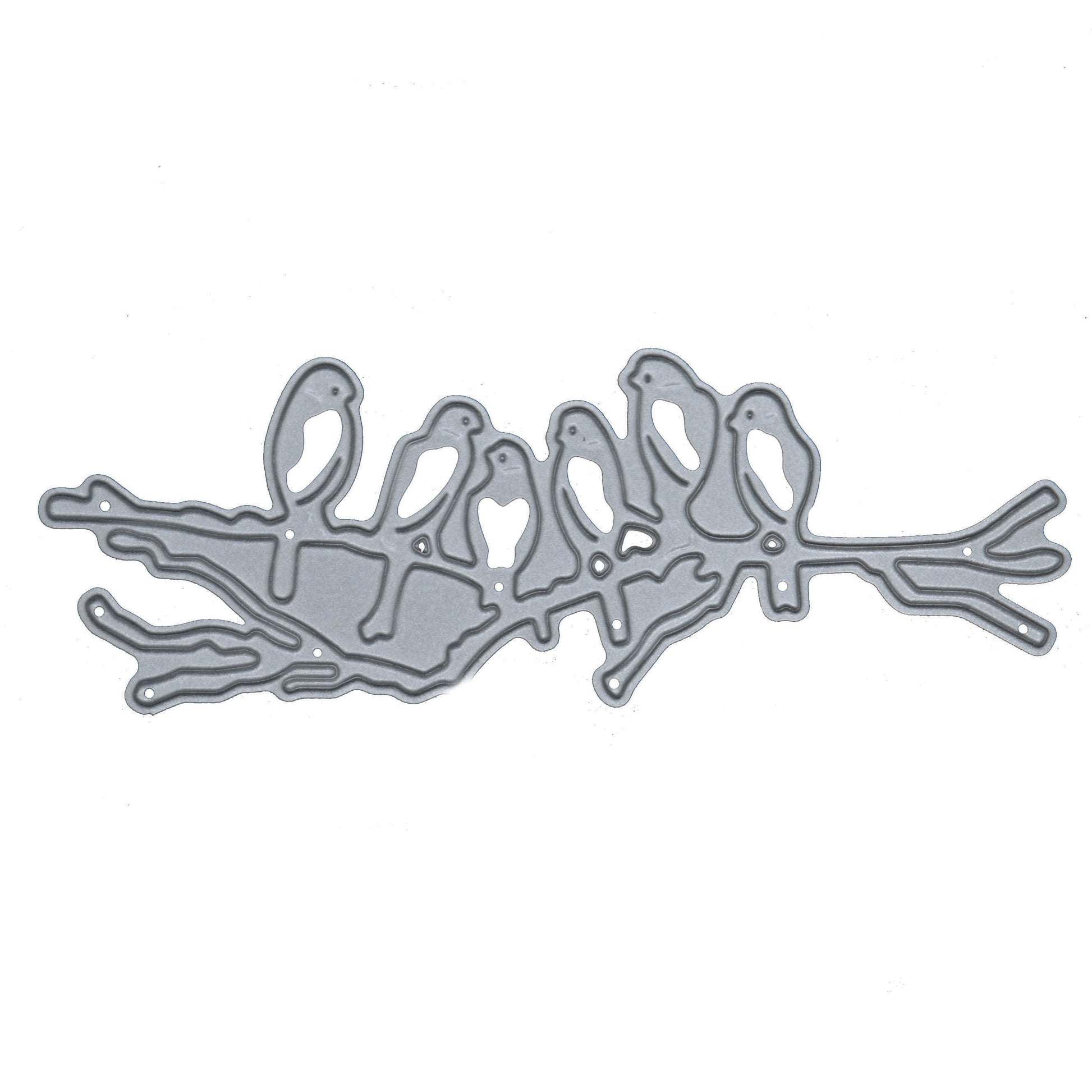 Birds on branch metal cutting die on white background