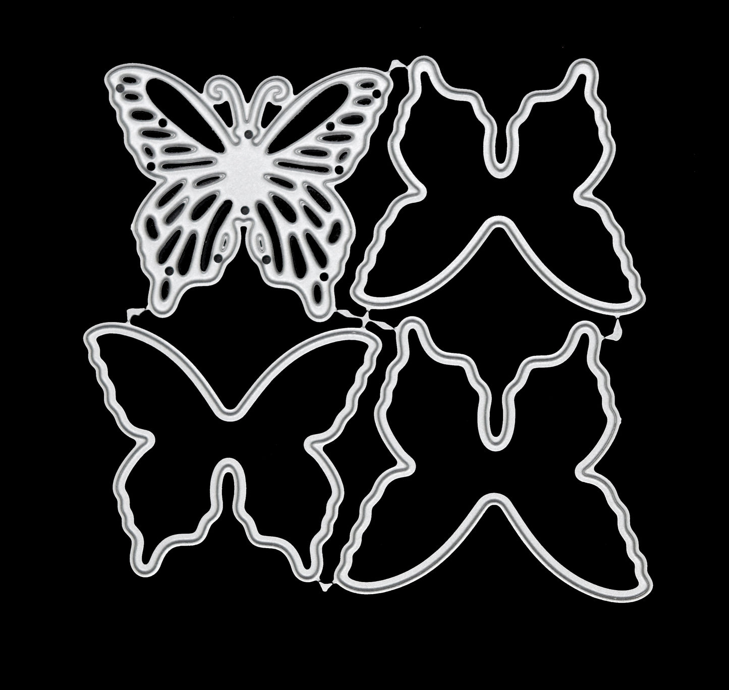 Butterfly metal cutting dies set including detailed wing layer and outer shape dies
