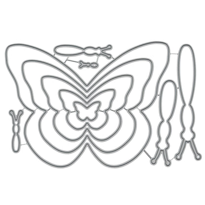 Butterfly layering metal cutting dies set on white background