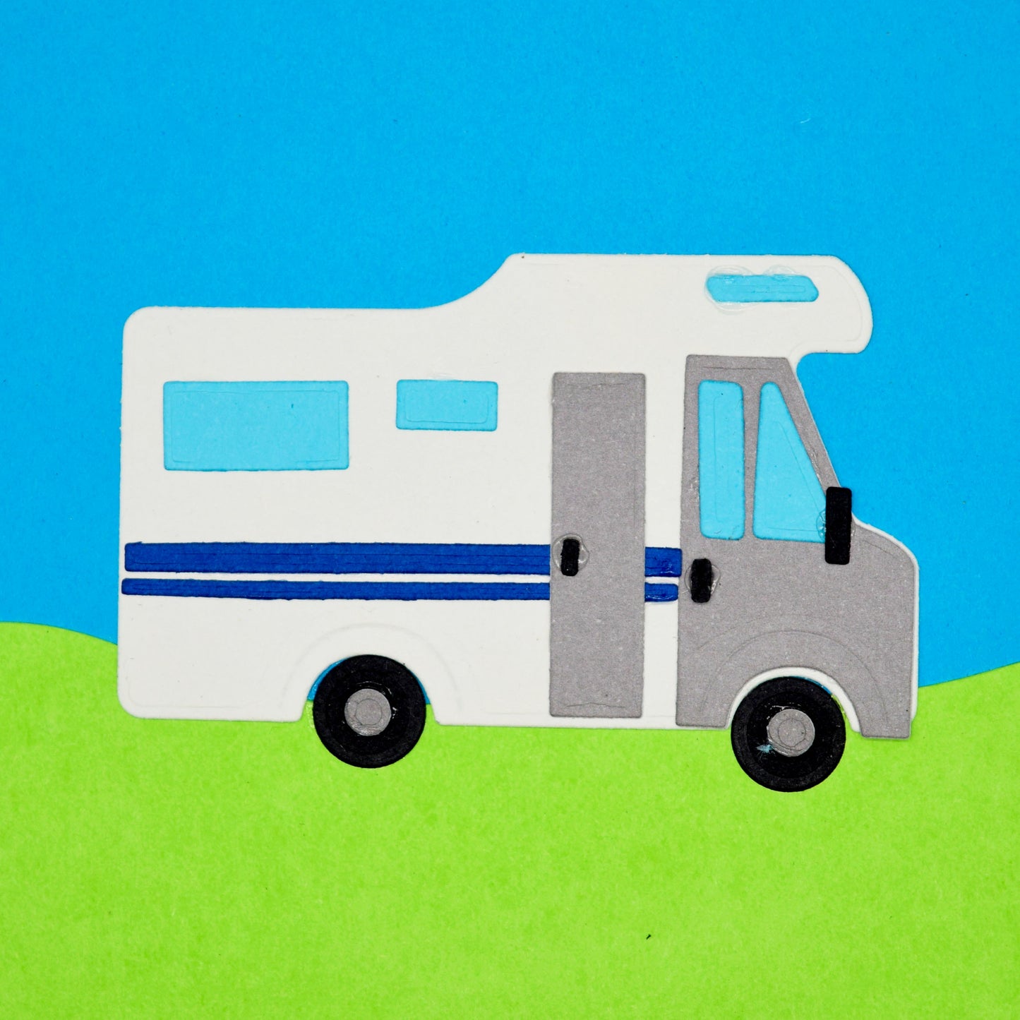 Camper van die cut shape made using metal cutting dies