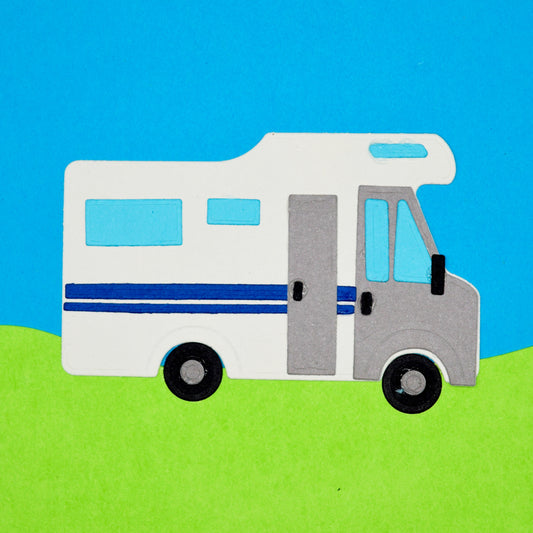 Camper van die cut shape made using metal cutting dies