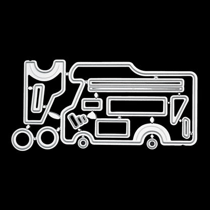 Camper van motorhome metal cutting dies set for card making