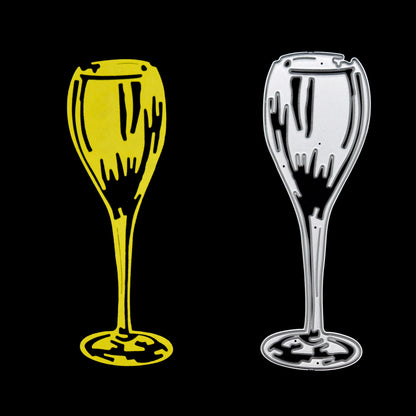 Champagne glass metal cutting die with cardstock die cut example for card making