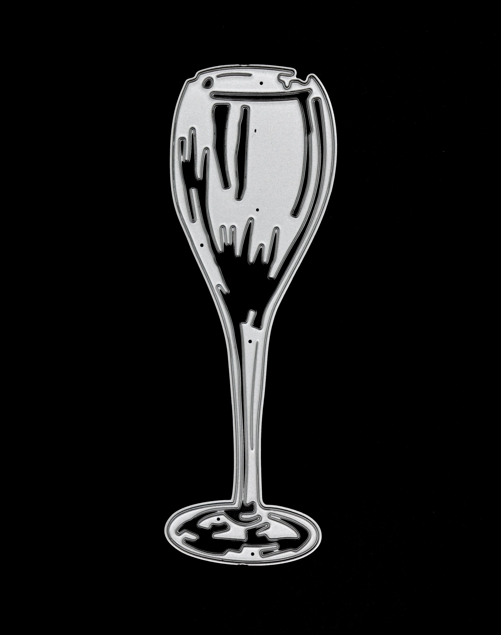 Champagne glass metal cutting die detail for card making and papercraft projects