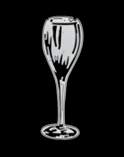 Champagne glass metal cutting die detail for card making and papercraft projects