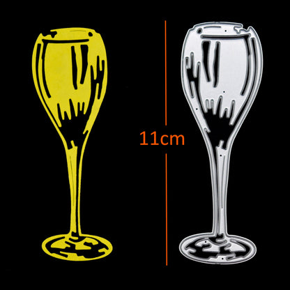 Champagne glass metal cutting die showing 11 cm height for card making and papercraft projects