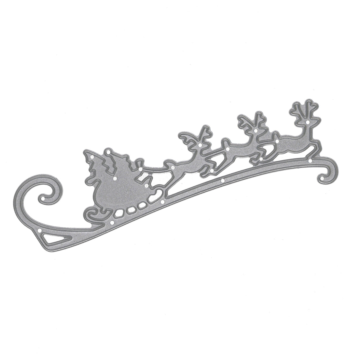 Christmas Santa sleigh and reindeer scene metal cutting die isolated on white background