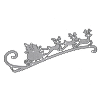 Christmas Santa sleigh and reindeer scene metal cutting die isolated on white background