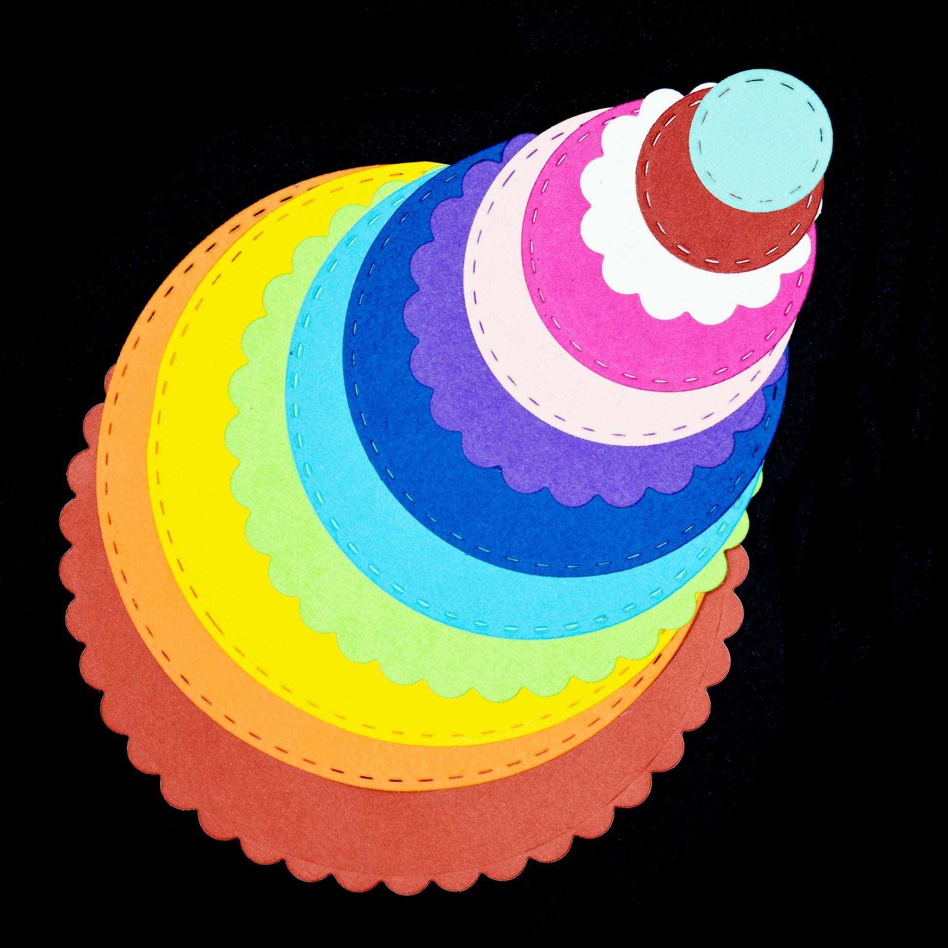 Circle nesting dies used to create layered 3D paper craft cone