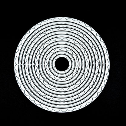 Nest of circle metal cutting dies scalloped and stitched edges