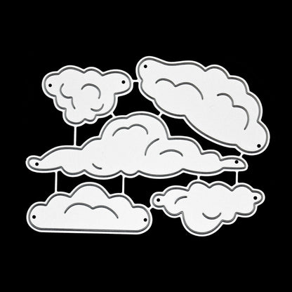 Cloud metal cutting dies set on black background highlighting cloud shapes for card making